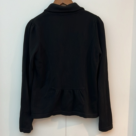 TWIK | Black Button-down Cotton Cardigan with Bow Accent - Picture 4 of 7